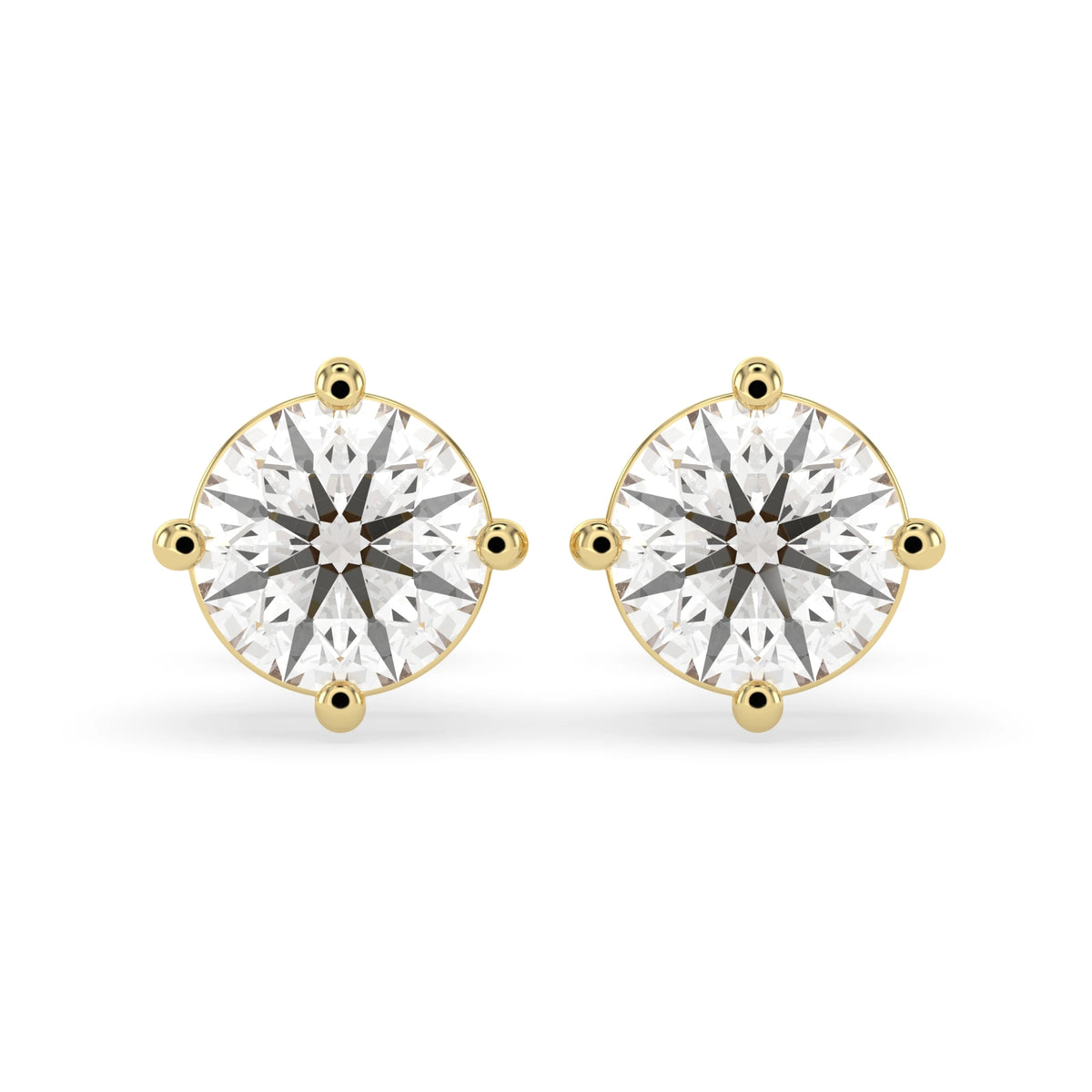 Round Cut Lab Grown Diamond Solitaire 4 prong Stud Earrings