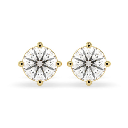 Round Cut Lab Grown Diamond Solitaire 4 prong Stud Earrings