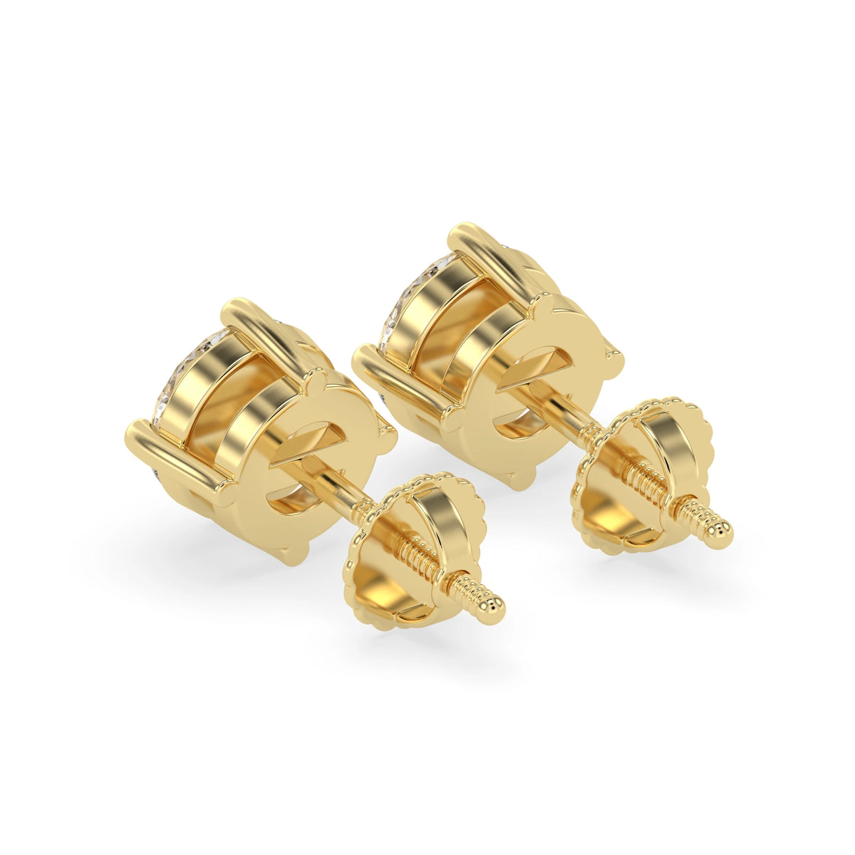 Round Cut Lab Grown Diamond Solitaire 4 prong Stud Earrings - View 4