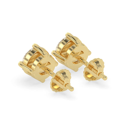 Round Cut Lab Grown Diamond Solitaire 4 prong Stud Earrings - View 4