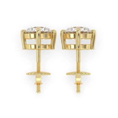 Round Cut Lab Grown Diamond Solitaire 4 prong Stud Earrings - View 5