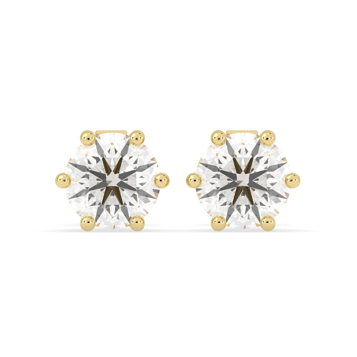 Round Cut Lab Grown Diamond Solitaire 6 prong Stud Earrings
