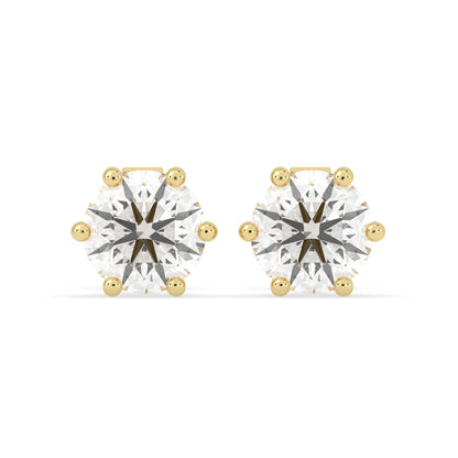 Round Cut Lab Grown Diamond Solitaire 6 prong Stud Earrings