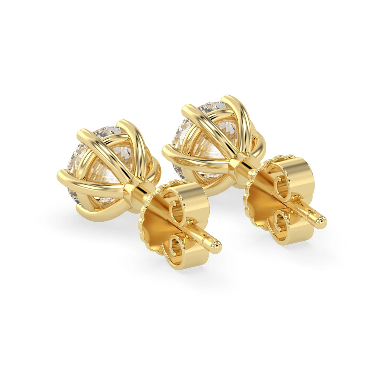 Round Cut Lab Grown Diamond Solitaire 6 prong Stud Earrings - View 4