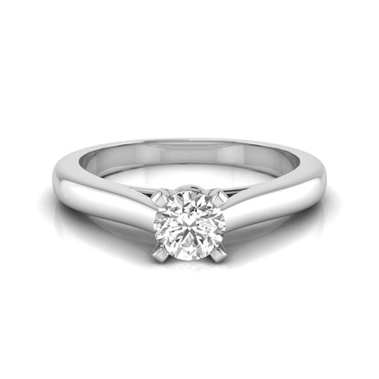 Round cut lab grown diamond solitaire engagement ring featuring a 0.33 carat center diamond in a classic four-prong setting in white gold