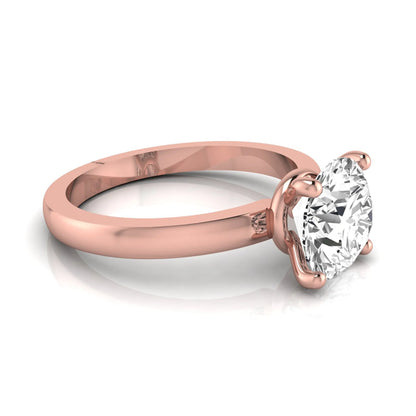 Round cut IGI certified 2.04 carat lab grown diamond solitaire engagement ring in rose gold with a classic four-prong setting.