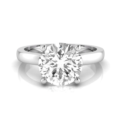 Round cut IGI certified 2.04 carat lab grown diamond solitaire engagement ring in white gold with a classic four-prong setting.