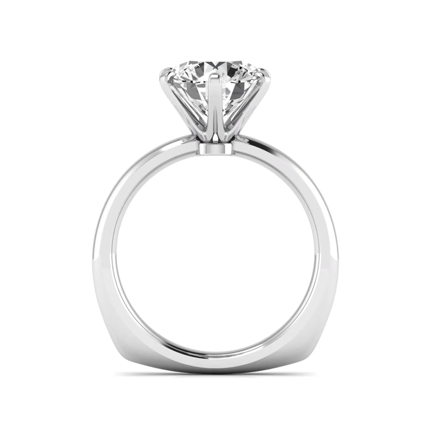 IGI certified round cut lab grown diamond solitaire engagement ring in white gold with a classic six-prong setting.