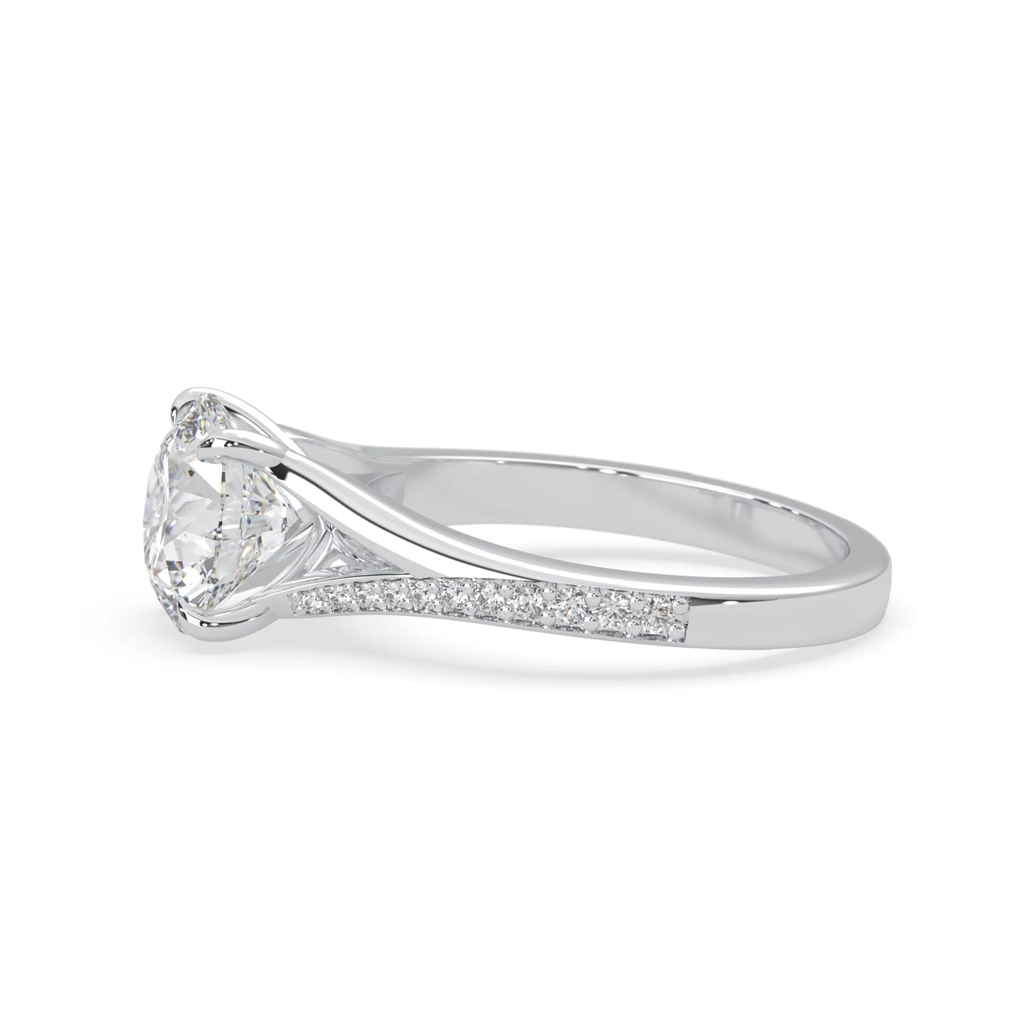 white gold Diamond ring with a white background