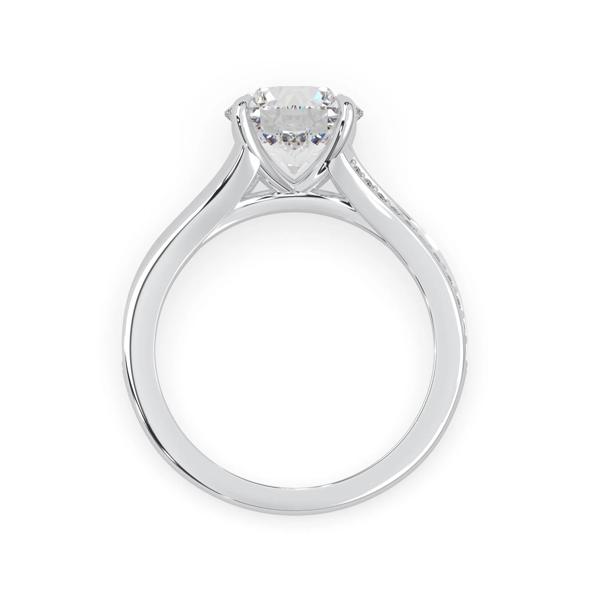 white gold Diamond ring with a heart-shaped center stone on a white background