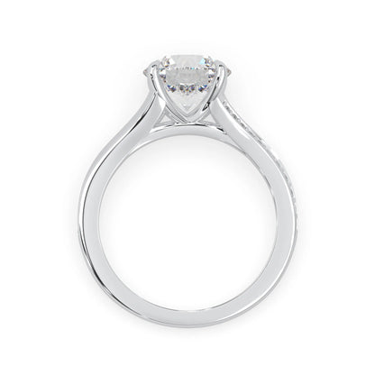 white gold Diamond ring with a heart-shaped center stone on a white background