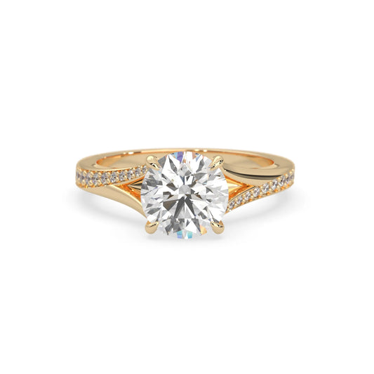 Round Cut Lab Grown Diamond Split Shank Engagement Ring