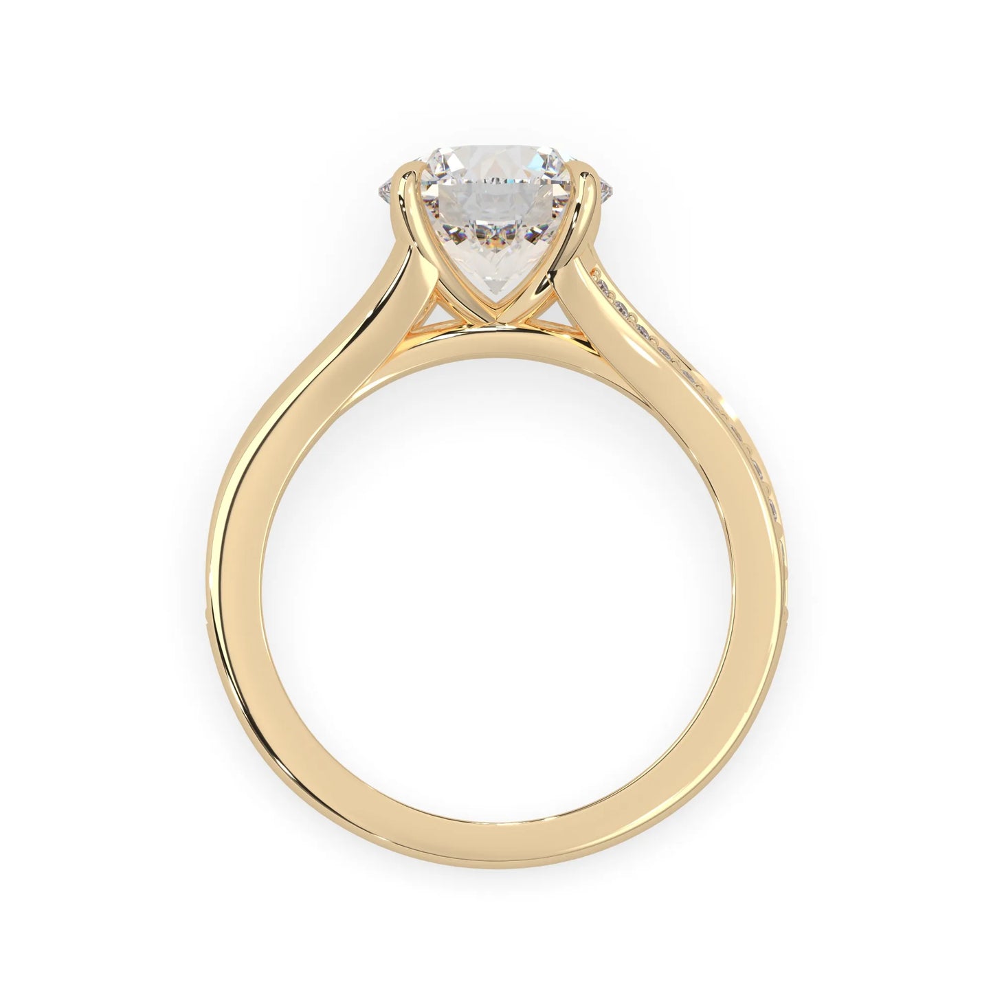 yellow Gold ring with a heart-shaped diamond on a white background