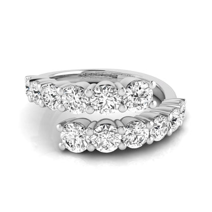 Round lab grown diamond bypass cluster fashion ring featuring 2.00 carats of round diamonds in a layered open bypass design with a polished white gold band.