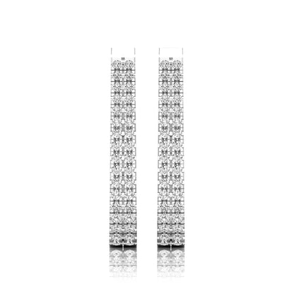 white gold Round cut lab grown diamond double row U hoop earrings with prong setting and hinged hoop closure