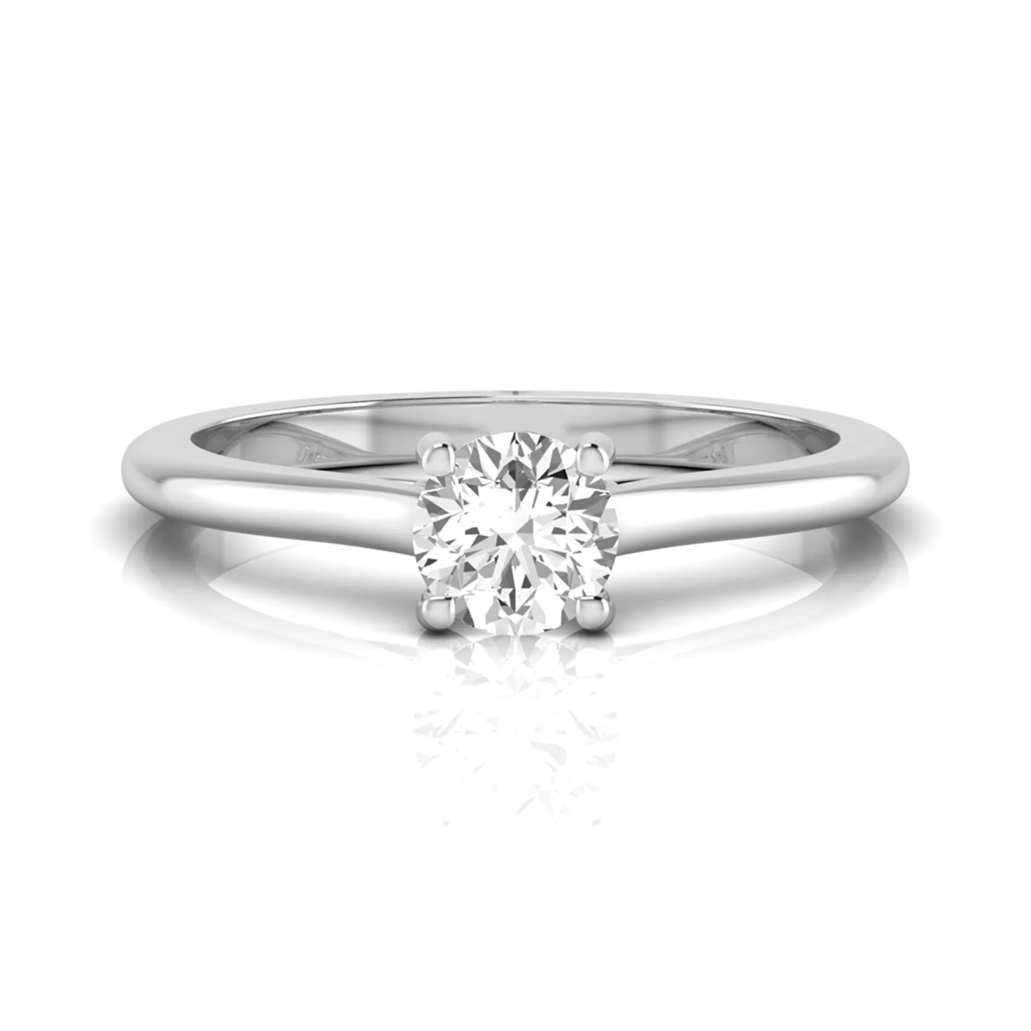 Round four prong lab grown diamond solitaire engagement ring featuring a 0.60 carat round cut center diamond in a classic white gold design.
