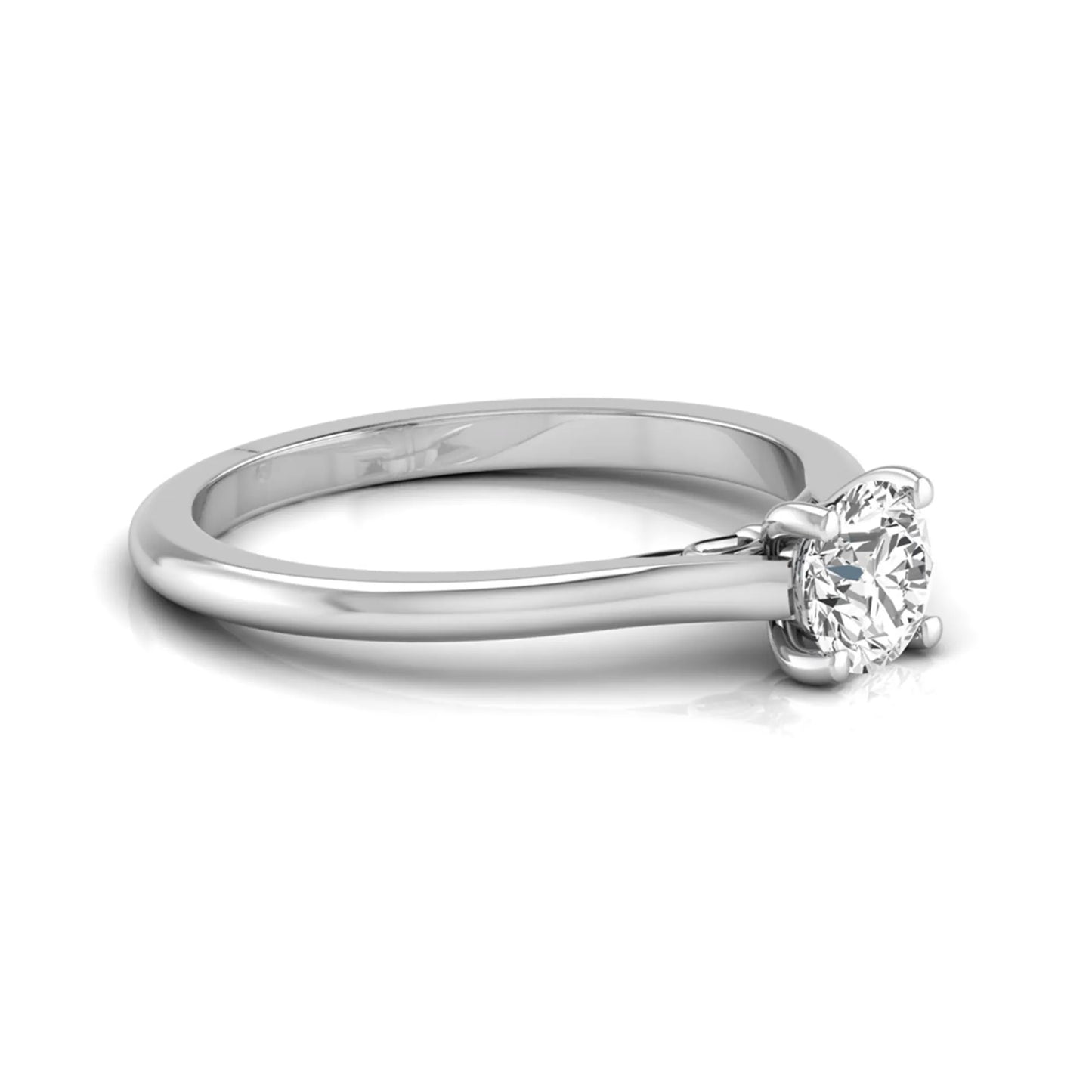 Round four prong lab grown diamond solitaire engagement ring featuring a 0.60 carat round cut center diamond in a classic white gold design.