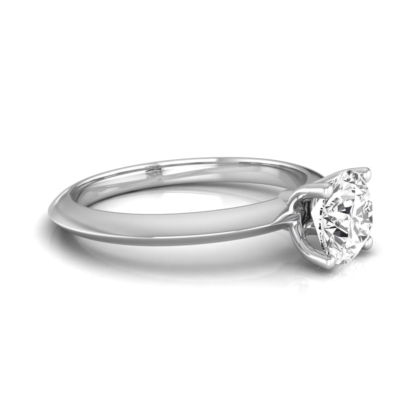 Round four prong lab grown diamond solitaire engagement ring featuring a 0.80 carat round cut center diamond in a classic white gold design.