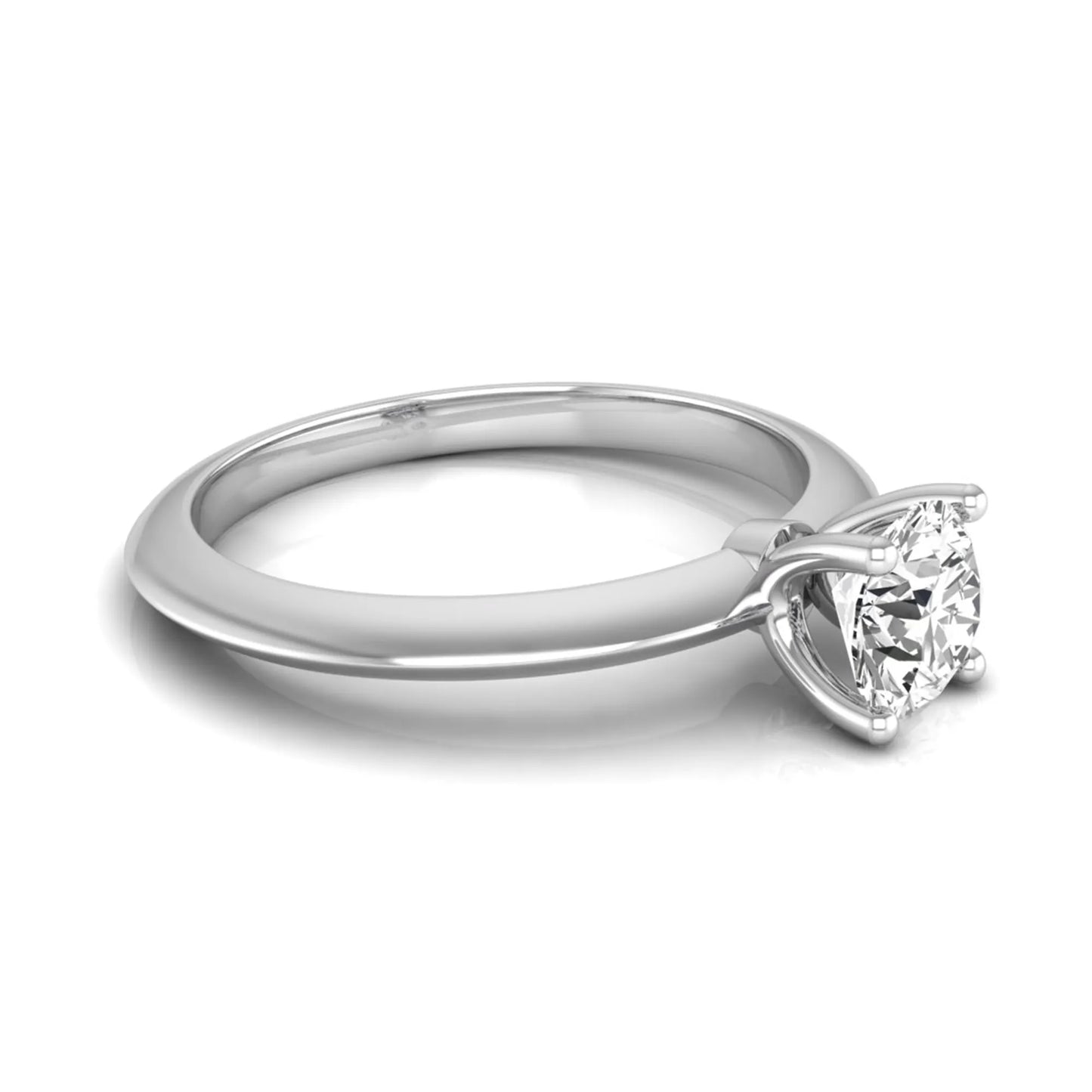 Round four prong lab grown diamond solitaire engagement ring featuring a 0.55 carat round cut center diamond in a classic white gold design.