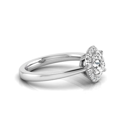 white gold Round cut lab grown diamond halo engagement ring with round accent diamonds in a classic prong setting