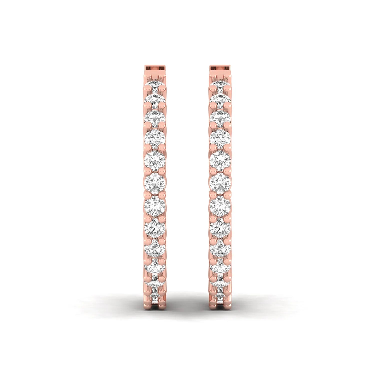 rose gold Round cut lab grown diamond inside-out hoop earrings with hinged hoop closure