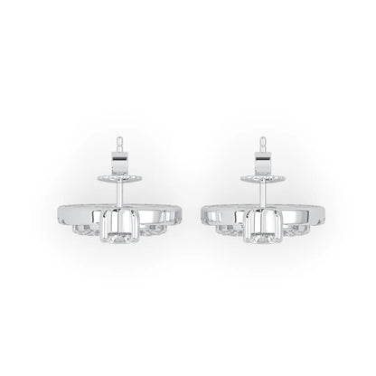 white gold Round prong set lab grown diamond double circle stud earrings with a 5.00 mm center diamond in an open halo design and push-back closure.