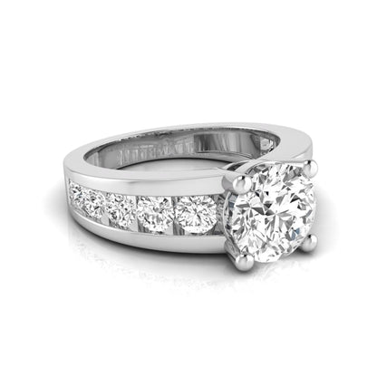 white gold Round cut lab grown diamond engagement ring with 1.70 CT center stone, round side diamonds, and four-prong setting