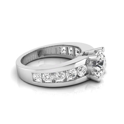 white gold Round cut lab grown diamond engagement ring with 1.70 CT center stone, round side diamonds, and four-prong setting