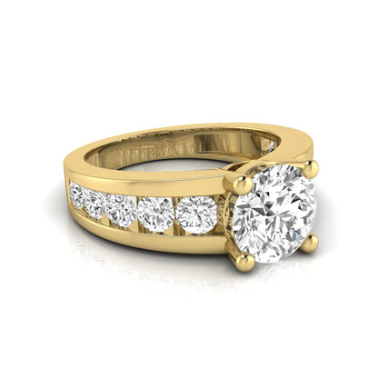 yellow gold Round cut lab grown diamond engagement ring with 1.70 CT center stone, round side diamonds, and four-prong setting