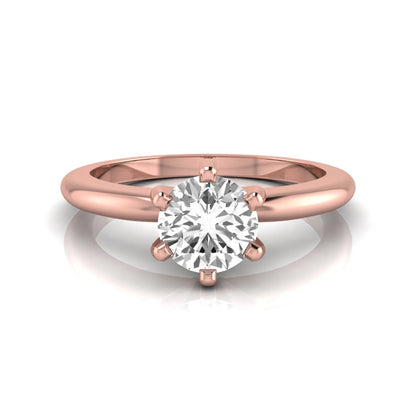 Round lab grown diamond solitaire engagement ring featuring a 0.80 carat round brilliant diamond in a classic six-prong rose gold setting.