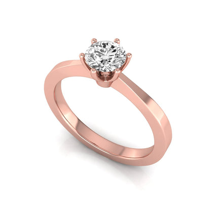 Round lab grown diamond solitaire engagement ring featuring a 0.50 carat round brilliant diamond in a classic six-prong rose gold setting.