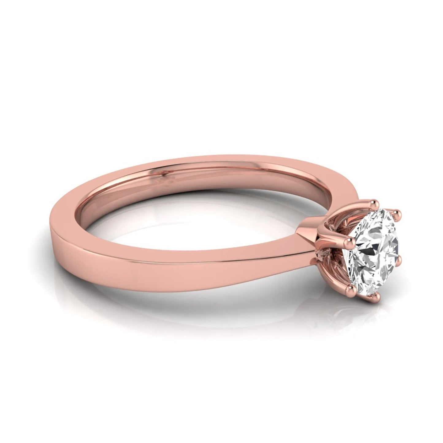 Round lab grown diamond solitaire engagement ring featuring a 0.50 carat round brilliant diamond in a classic six-prong rose gold setting.