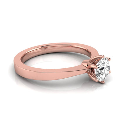 Round lab grown diamond solitaire engagement ring featuring a 0.50 carat round brilliant diamond in a classic six-prong rose gold setting.