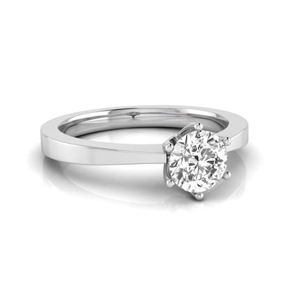 Round lab grown diamond solitaire engagement ring featuring a 0.50 carat round brilliant diamond in a classic six-prong white gold setting.
