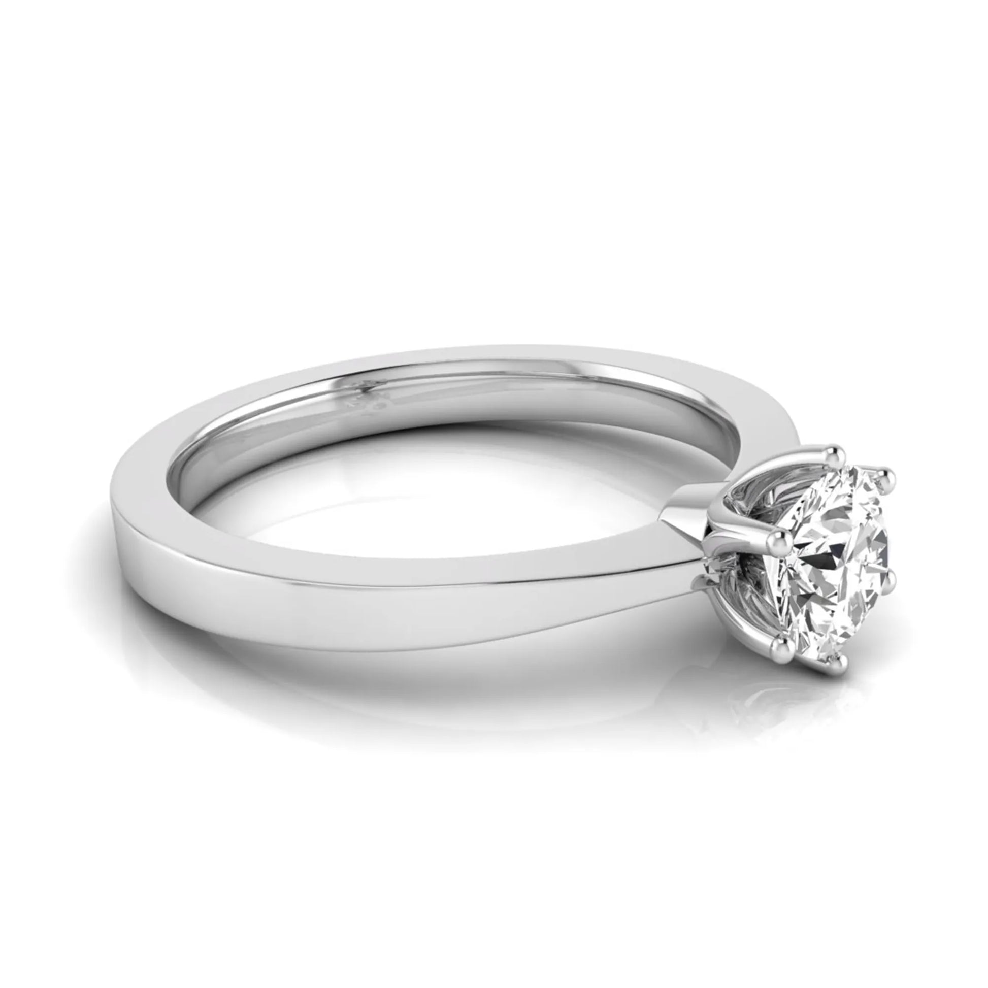 Round lab grown diamond solitaire engagement ring featuring a 0.50 carat round brilliant diamond in a classic six-prong white gold setting.