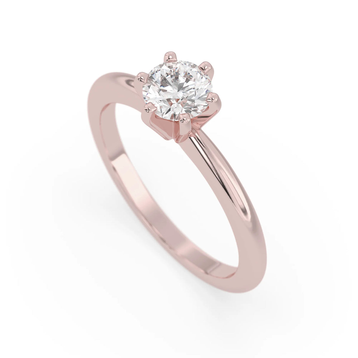 Round lab grown diamond solitaire engagement ring featuring a 0.80 carat round brilliant diamond in a classic six-prong white gold setting.