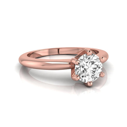 Round lab grown diamond solitaire engagement ring featuring a 0.80 carat round brilliant diamond in a classic six-prong rose gold setting.
