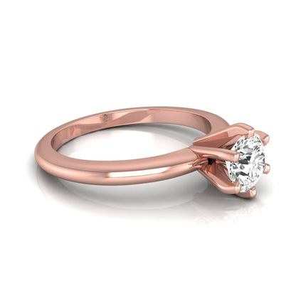 Round lab grown diamond solitaire engagement ring featuring a 0.80 carat round brilliant diamond in a classic six-prong rose gold setting.