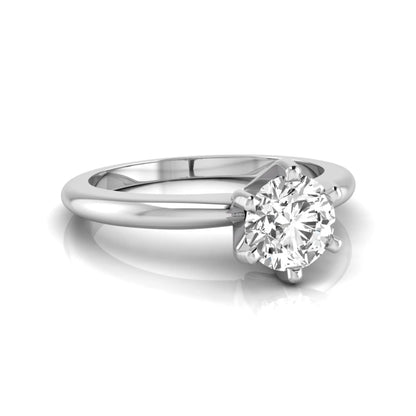 Round lab grown diamond solitaire engagement ring featuring a 0.80 carat round brilliant diamond in a classic six-prong white gold setting.