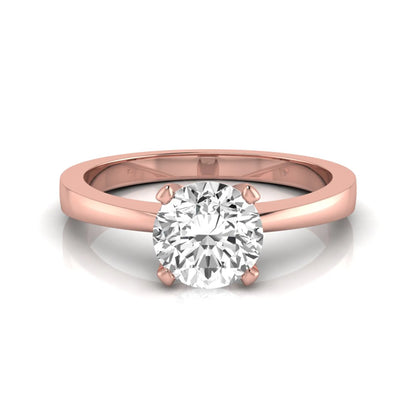 Round lab grown diamond solitaire engagement ring featuring a 1.03 carat IGI certified round brilliant diamond in a classic four-prong rose gold setting.
