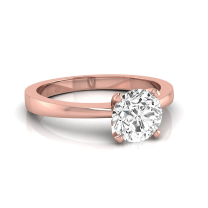 Round lab grown diamond solitaire engagement ring featuring a 1.03 carat IGI certified round brilliant diamond in a classic four-prong rose gold setting.