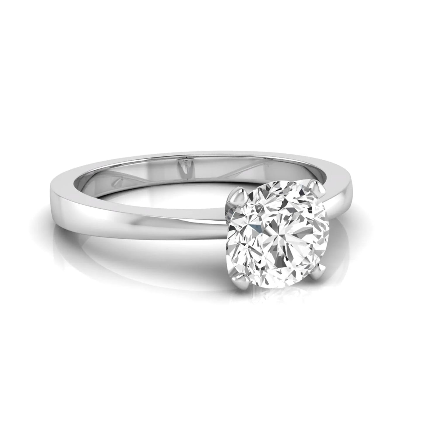 Round lab grown diamond solitaire engagement ring featuring a 1.03 carat IGI certified round brilliant diamond in a classic four-prong white gold setting.