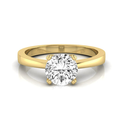 Round lab grown diamond solitaire engagement ring featuring a 1.03 carat IGI certified round brilliant diamond in a classic four-prong yellow gold setting.