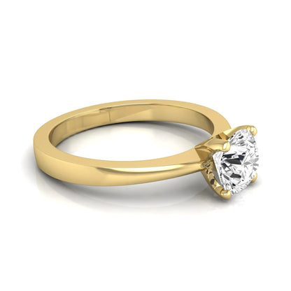 Round lab grown diamond solitaire engagement ring featuring a 1.03 carat IGI certified round brilliant diamond in a classic four-prong yellow gold setting.