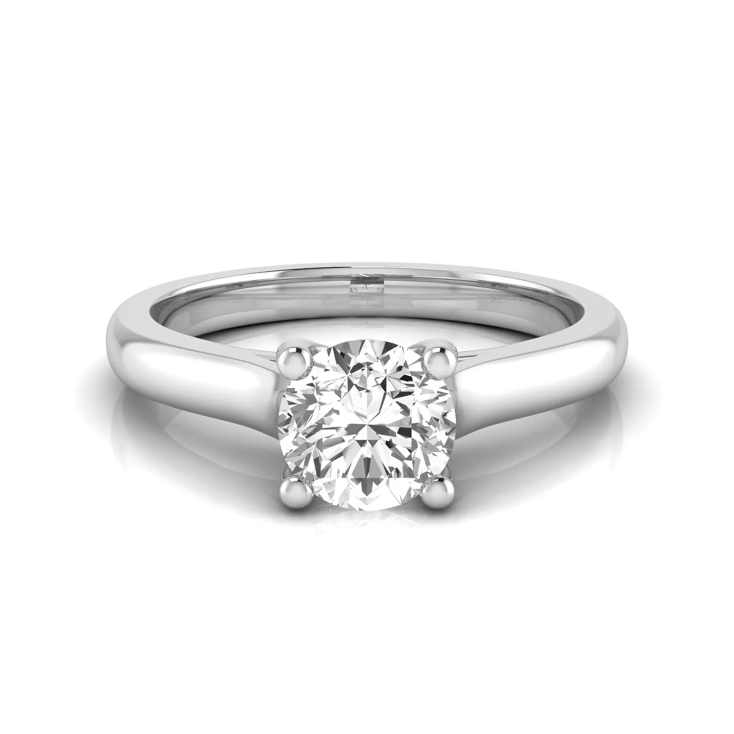 Round lab grown diamond solitaire engagement ring featuring a 0.65 carat round brilliant diamond in a classic four-prong white gold setting.