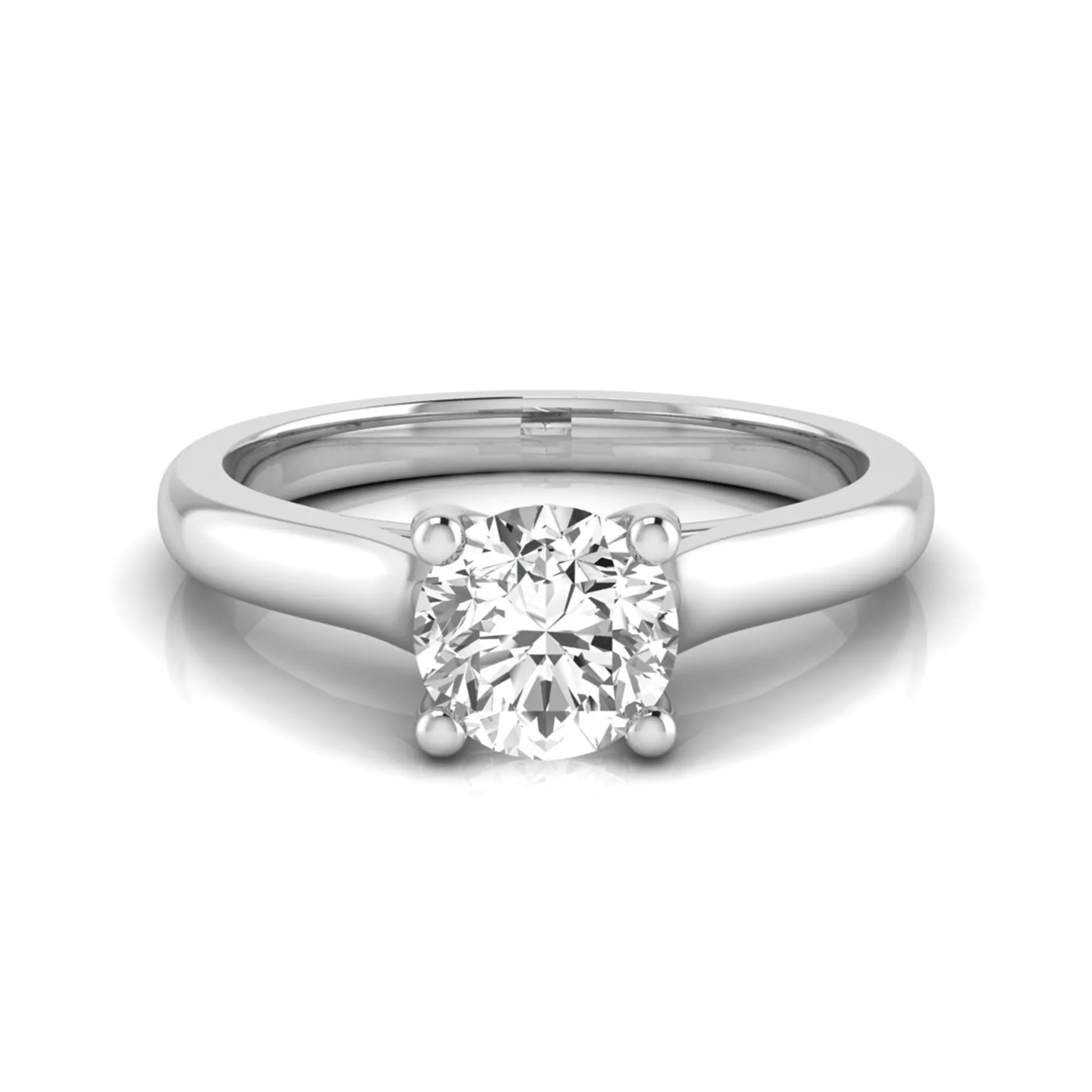 Round lab grown diamond solitaire engagement ring featuring a 0.65 carat round brilliant diamond in a classic four-prong white gold setting.