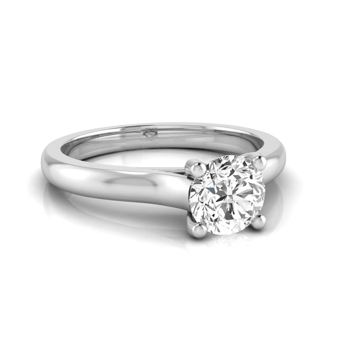 Round lab grown diamond solitaire engagement ring featuring a 0.65 carat round brilliant diamond in a classic four-prong white gold setting.