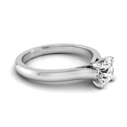 Round lab grown diamond solitaire engagement ring featuring a 0.65 carat round brilliant diamond in a classic four-prong white gold setting.