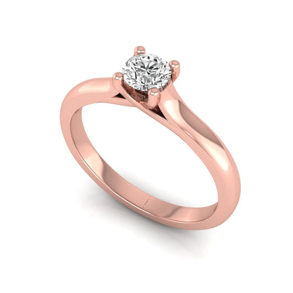 Round lab grown diamond solitaire engagement ring featuring a 0.29 carat round brilliant diamond in a classic four-prong rose gold setting.