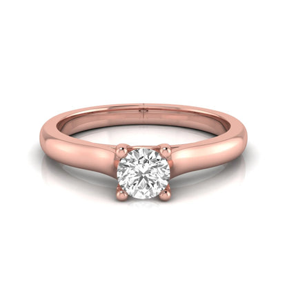Round lab grown diamond solitaire engagement ring featuring a 0.29 carat round brilliant diamond in a classic four-prong rose gold setting.
